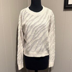 rag & bone Women Small White Crew Neck Sweater Knit Sheer Glitter Threads
